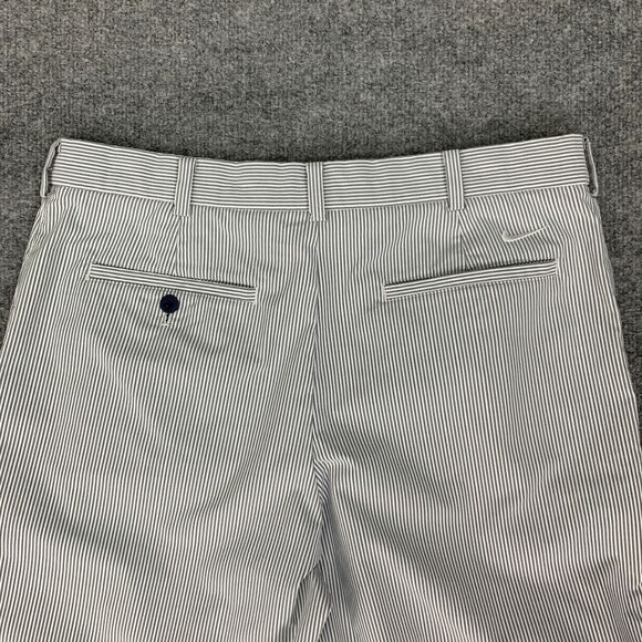 Nike Pants Men 34 White Grey Stripe Dri Fit Flat Front Performance Stretch Golf - Picture 8 of 12